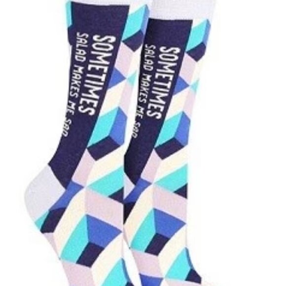NWOT Blue Q Salad makes me sad Women’s Crew Socks - Picture 2 of 4